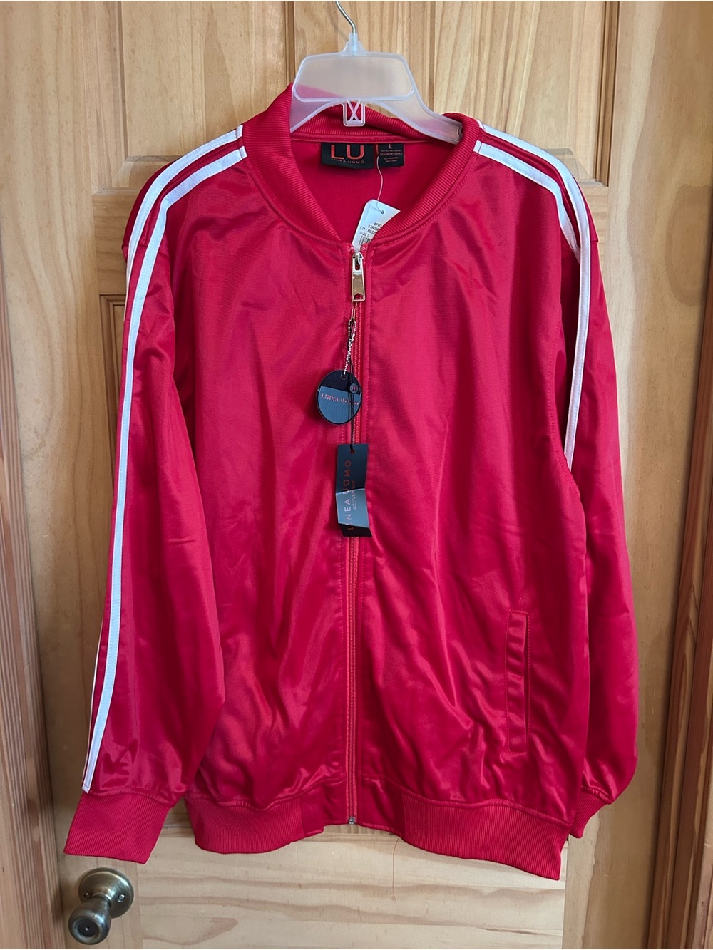 LU Linea Uomo Men's Red 2-Stripe Track Jacket XL Brand New with tags never worn